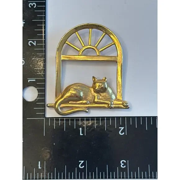 Lot of 3 Vintage JJ Jonette Marked Kitty Cat Lapel Pin Brooch Whimsical MCM - Picture 13 of 13